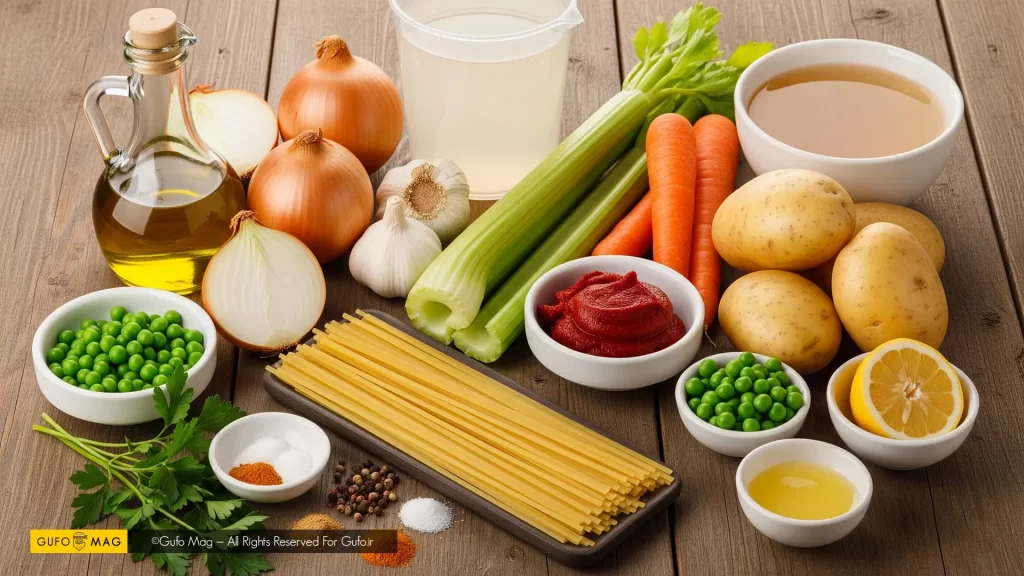 مواد لازم برای تهیه سوپ سبزیجات سریع