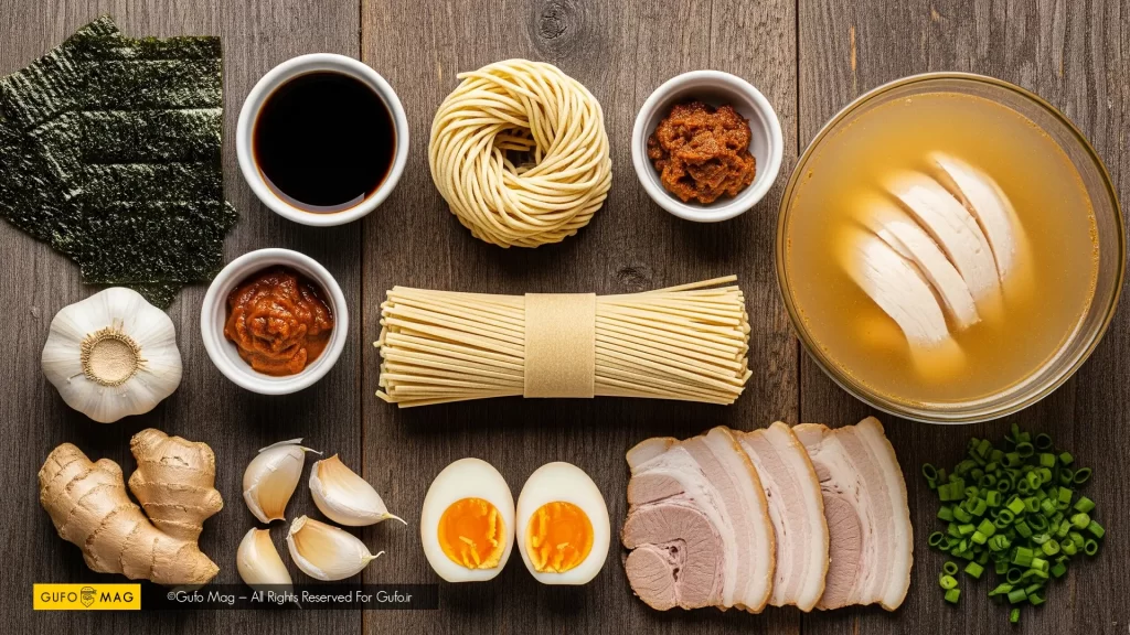 مواد لازم برای پخت رامن اصیل ژاپنی
