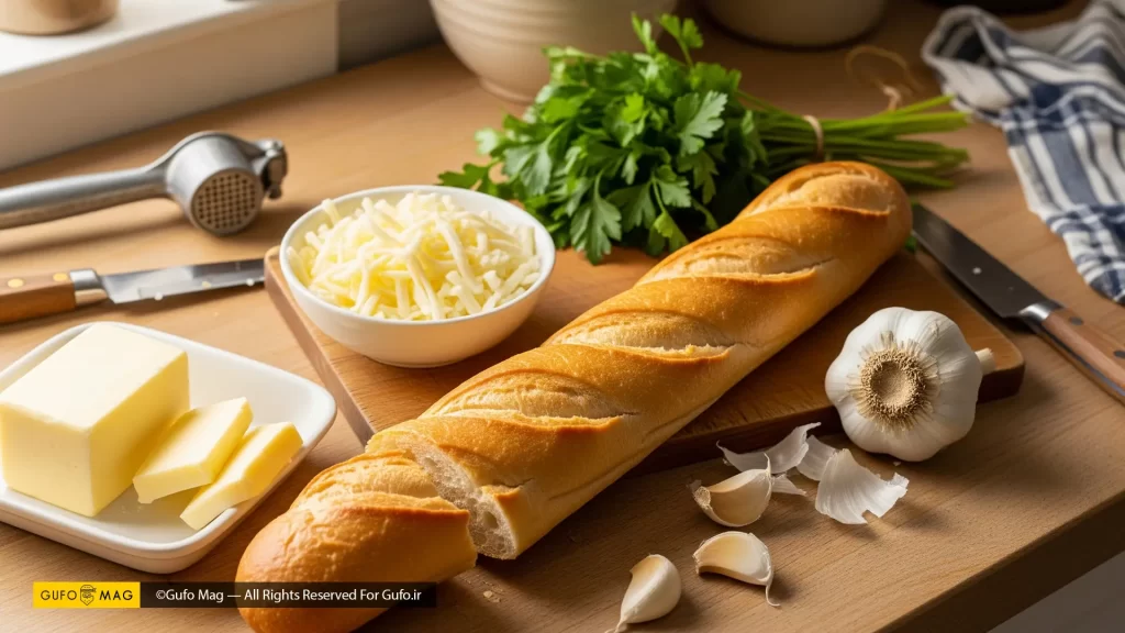 مواد لازم برای طرز تهیه نان سیر پنیری