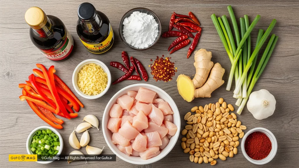 مواد لازم برای تهیه مرغ کونگ پائو