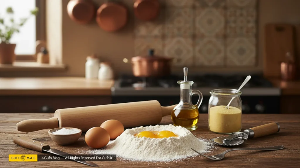 مواد لازم برای تهیه خمیر پاستا