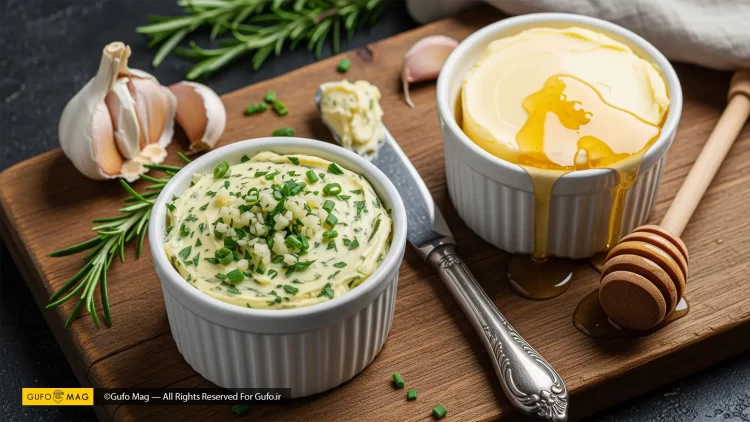 طرز تهیه کره طعم دار سیر و سبزیجات و عسلی