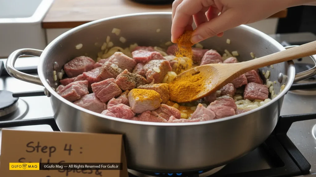 مرحله چهارم؛ اضافه کردن ادویه به مواد غذایی