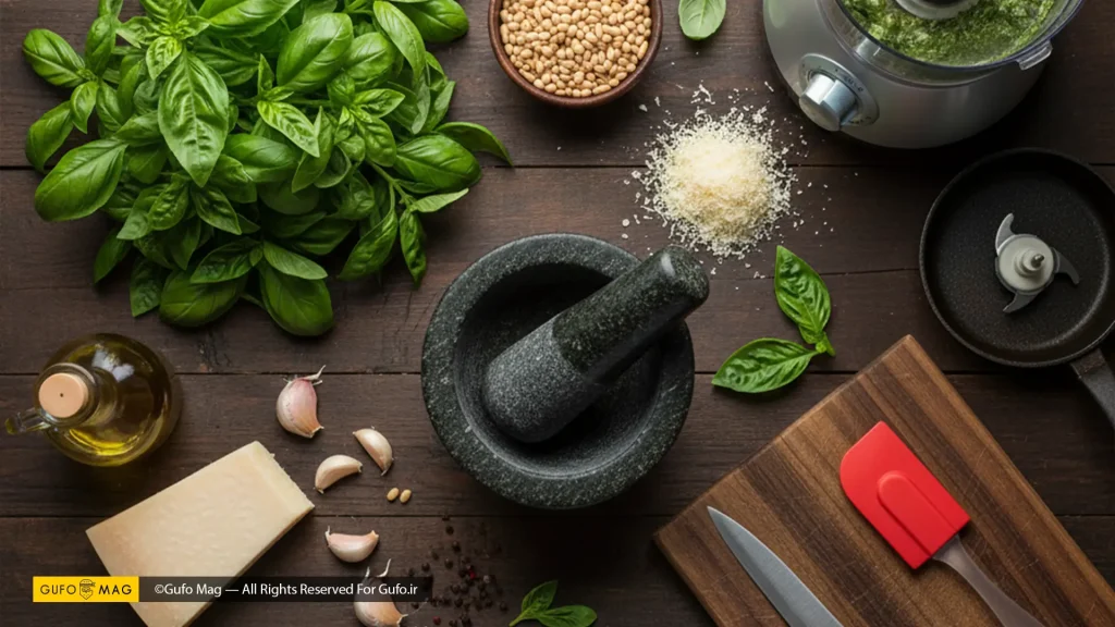 مواد لازم برای تهیه سس پستو