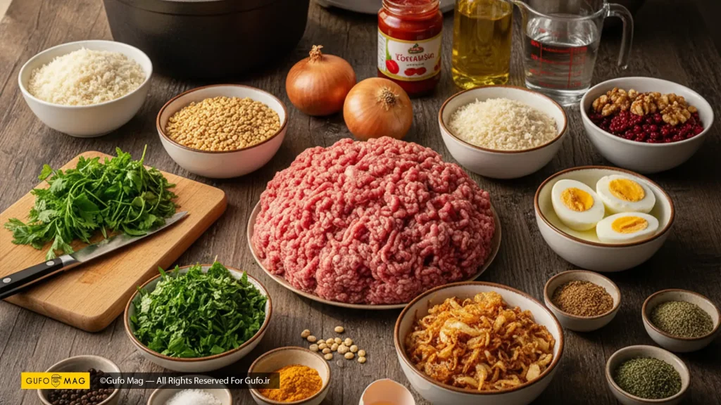 مواد لازم برای تهیه کوفته تبریزی