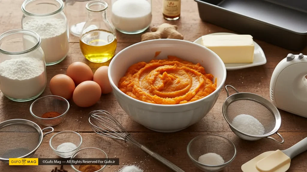 مواد لازم برای کیک کدو حلوایی 