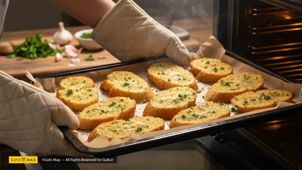 روش تهیه نان سیر خانگی در فر