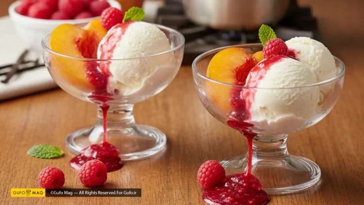 طرز تهیه دسر هلو ملبا