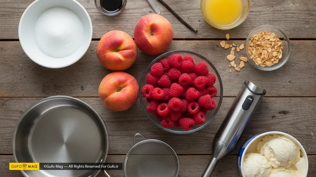 مواد لازم برای تهیه هلو ملبا