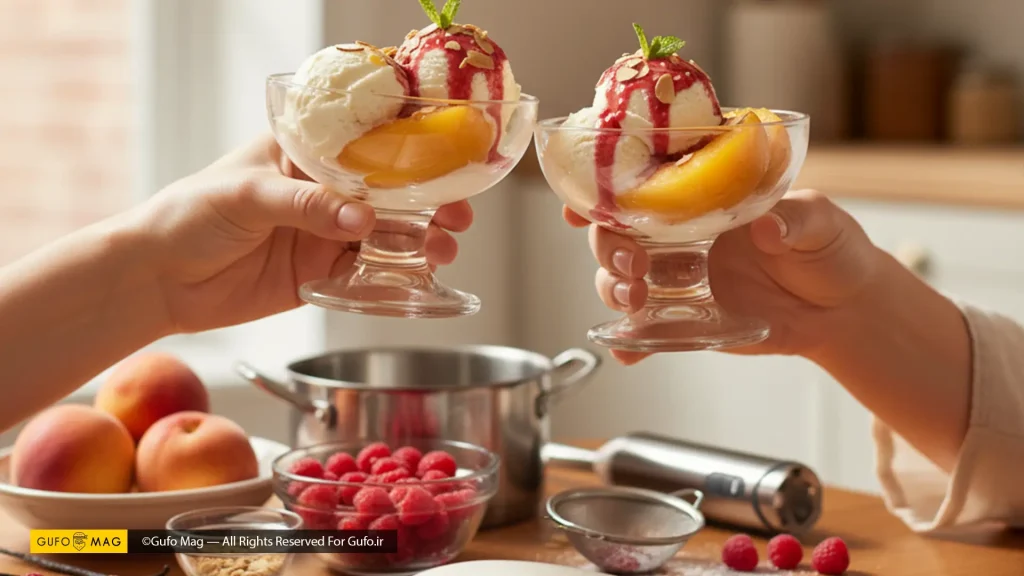 دستور تهیه دسر هلو ملبا