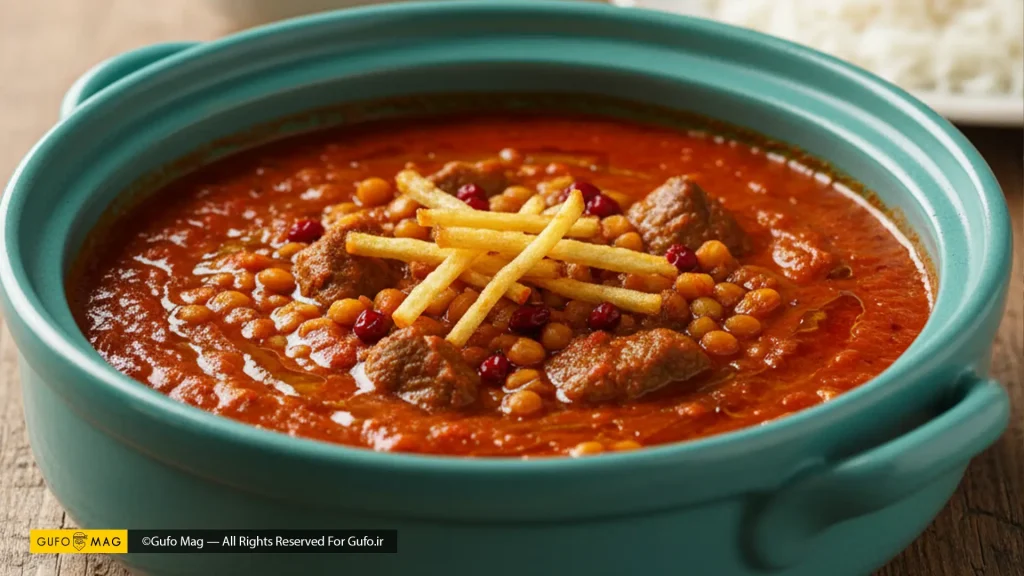 طرز تهیه یک کاسه خورش قیمه خوش‌رنگ و لعاب با اصول تفت دادن صحیح