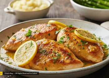 مرغ سرخ شده با سس لیمو و سیر