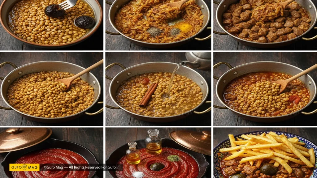 مراحل تهیه قیمه نذری