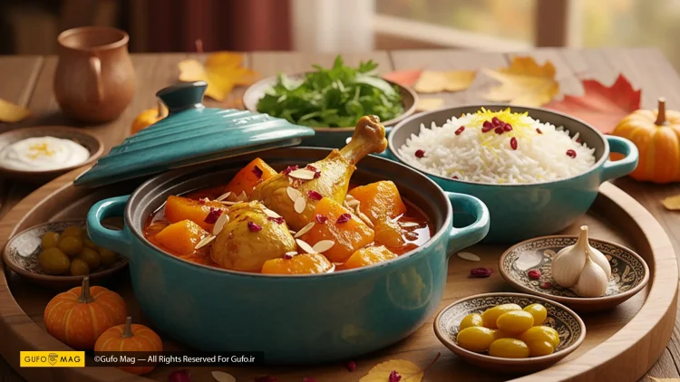 طرز تهیه خورش کدو حلوایی با مرغ