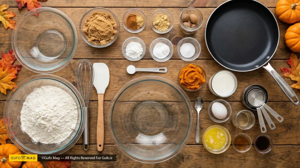 مواد لازم برای تهیه پنکیک کدو حلوایی