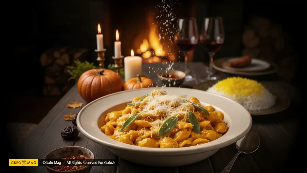 طرز تهیه پاستا با سس کدو حلوایی