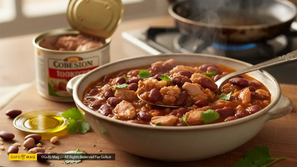 دستور پخت خوراک لوبیا و تن ماهی