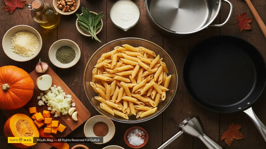 مواد لازم برای تهیه پاستا کدو حلوایی