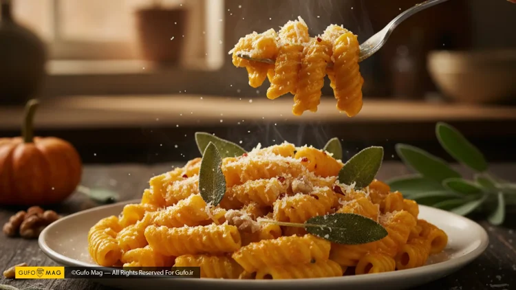 طرز تهیه پاستا با سس کدو حلوایی و پنیر پارمزان