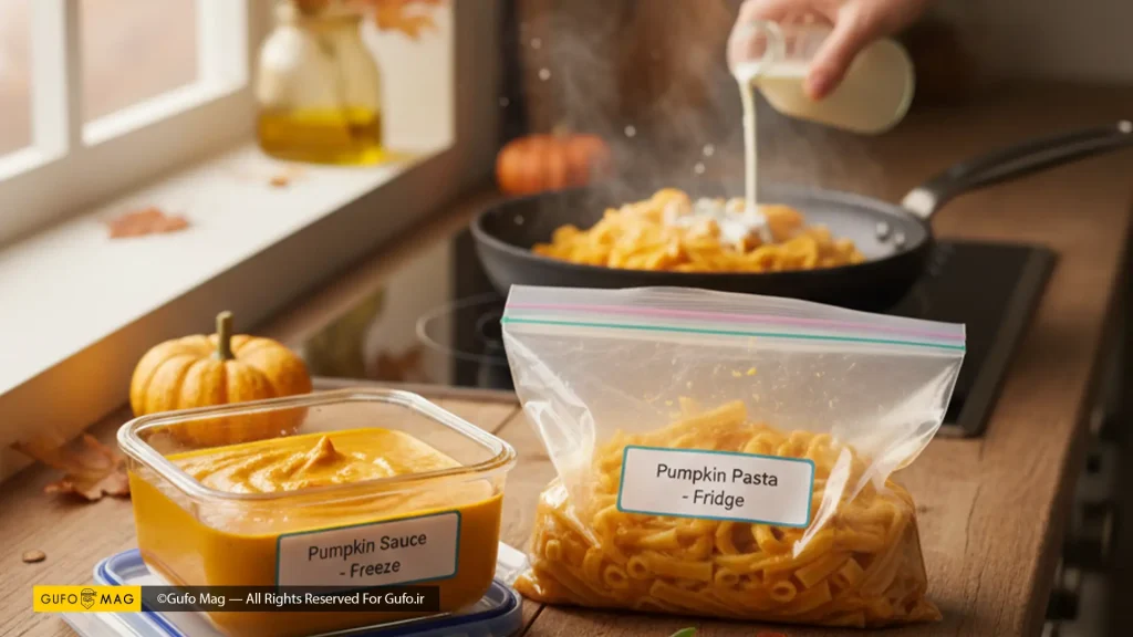 روش نگهداری و گرم کردن پاستا کدو حلوایی