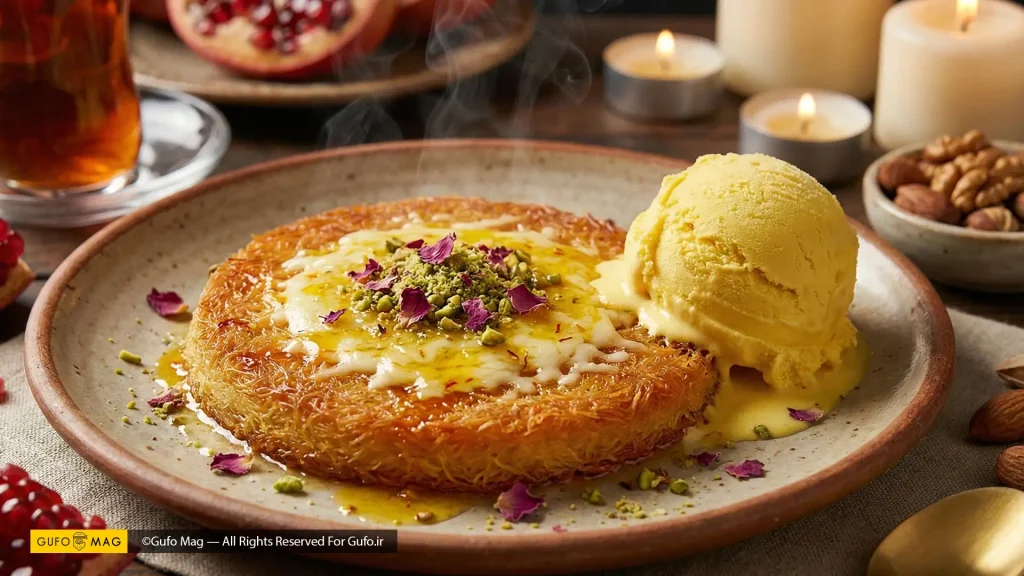 کنافه با بستنی دسر مخصوص شب یلدا