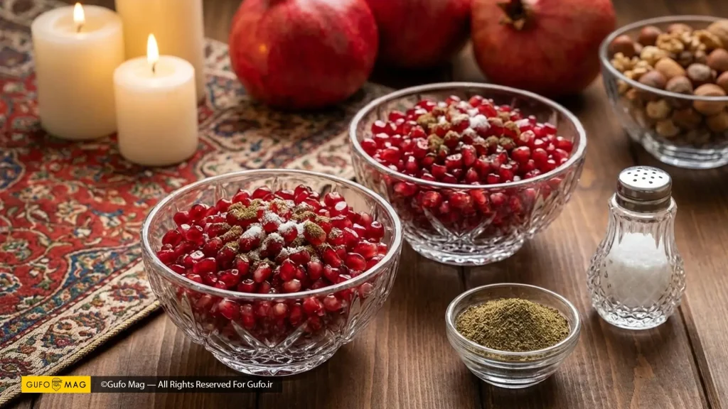 انار دون شده با گلپر تنقلات مخصوص شب یلدا