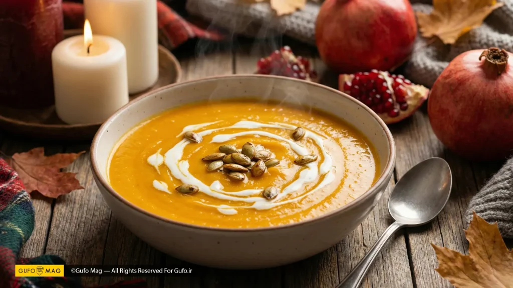 سوپ کدو حلوایی مخملی مخصوص شب یلدا