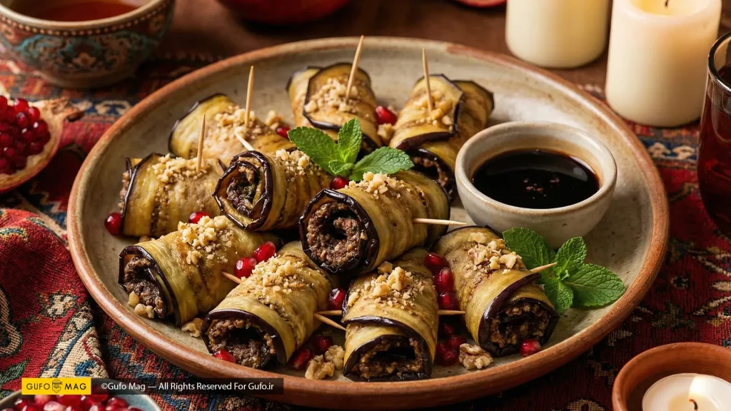 رول بادمجان و گردو (به سبک شمالی) مخصوص شب یلدا
