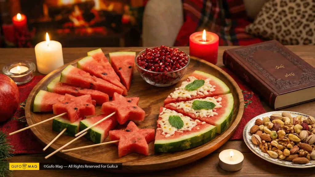 روش برش زدن هندوانه شب یلدا