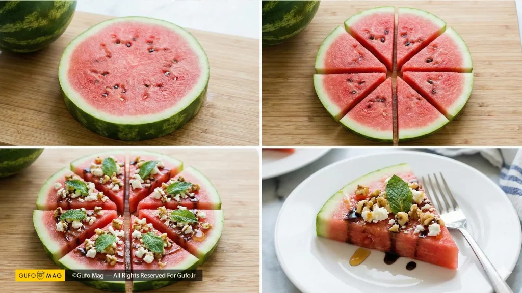 روش سوم برش زدن هندوانه شب یلدا به صورت پیتزا