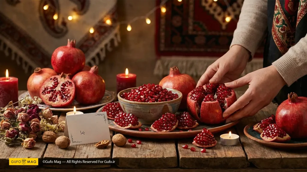 ۷ مدل تزئین انار برای میز یلدا