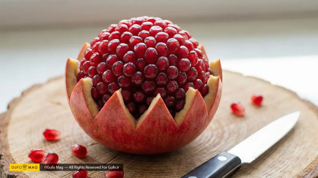تهیه انار به صورت گل برای میز یلدا