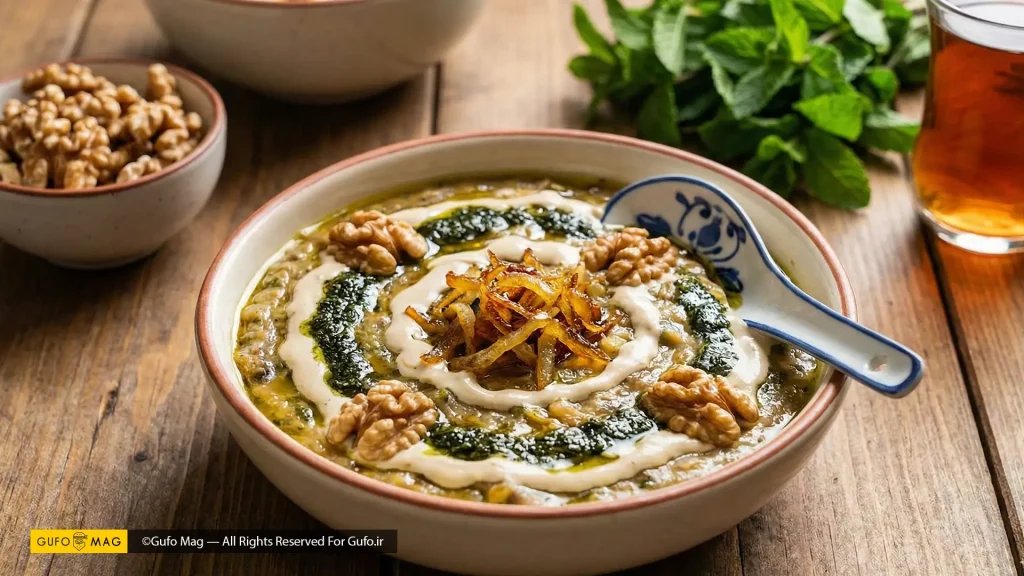 کشک بادمجان مجلسی آماده سرو