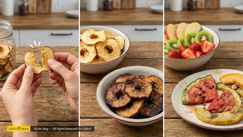 نکات و فوتوفن و تست تردی میوههای خشک