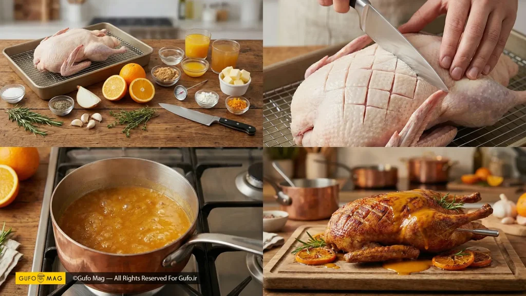 طرز تهیه سس و نتیجه نهایی پخت اردک