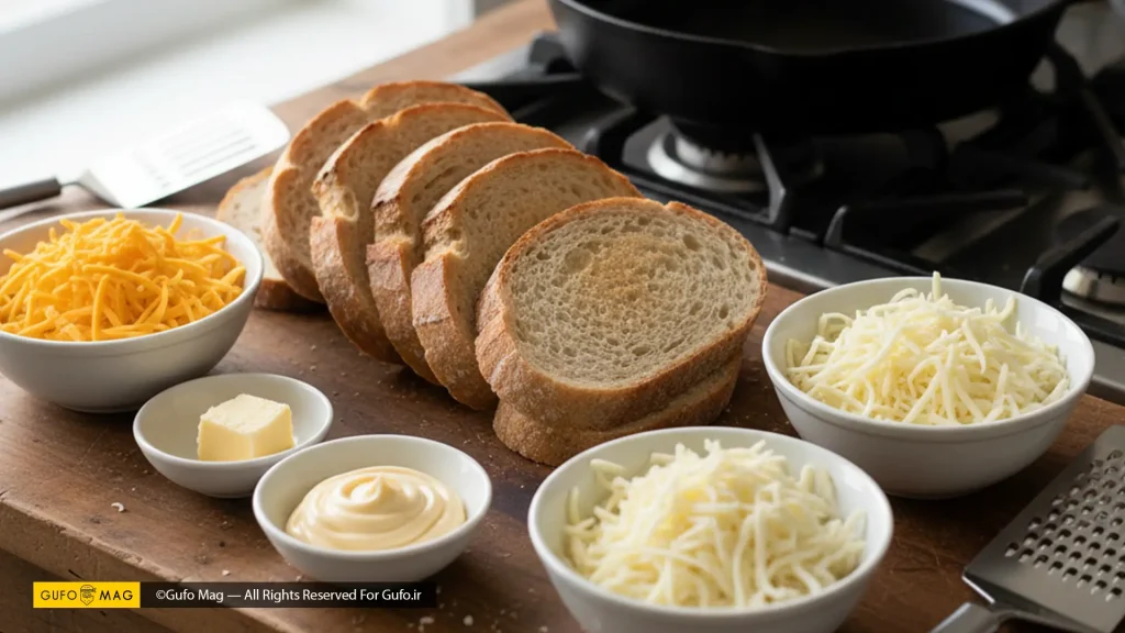 مواد لازم برای تهیه ساندویچ تست پنیری