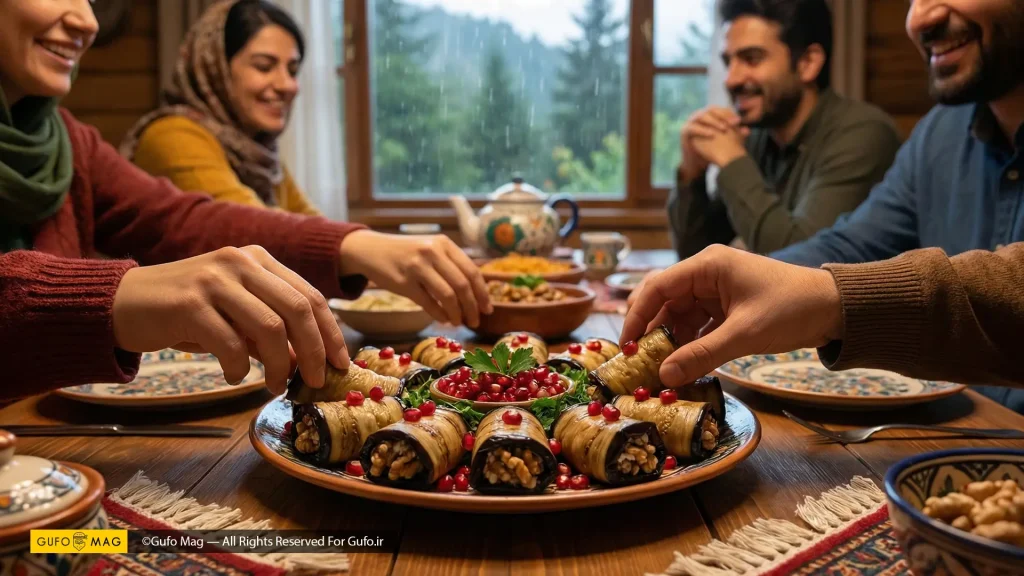 سرو رولت بادمجان در مهمانی