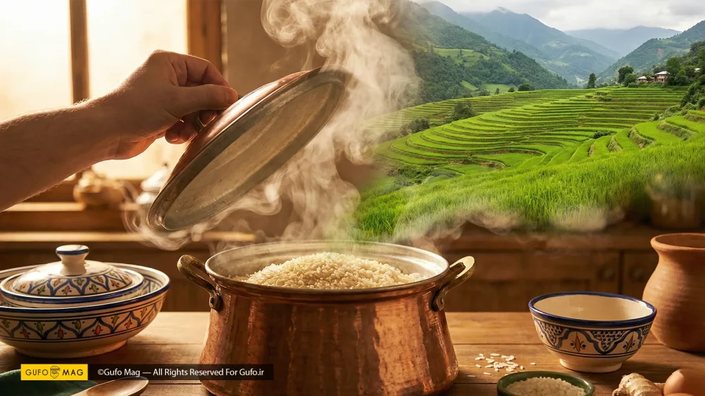 عطر برنج ایرانی هنگام طبخ