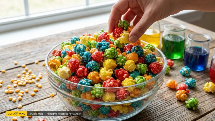 طرز تهیه پاپ‌کورن طعم‌دار رنگی