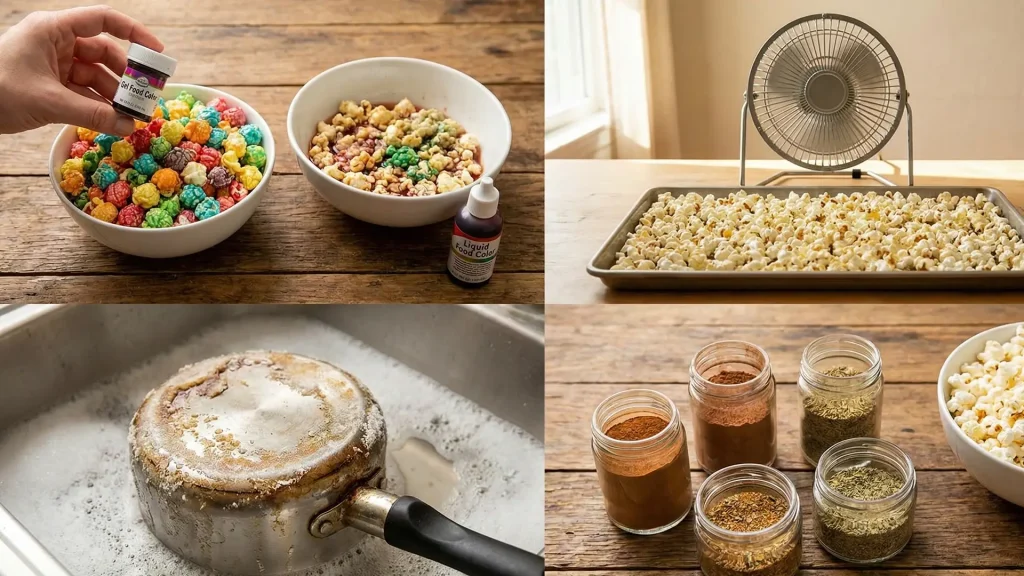 مجموعه تصاویر آموزشی شامل مقایسه رنگها، روشهای خشک کردن، تمیزکاری و طعمدهی