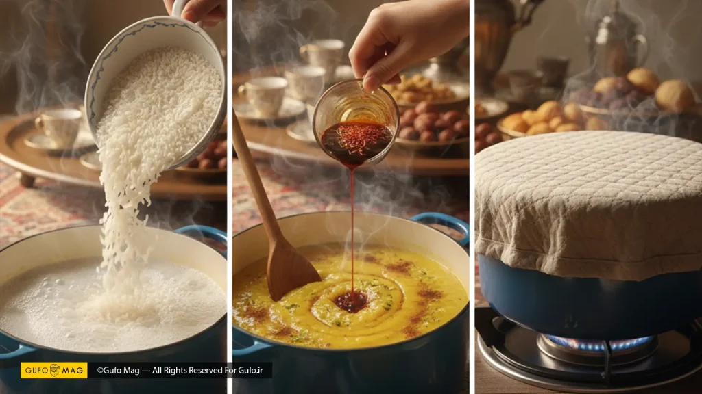 طرز تهیه شله زرد مرحله به مرحله