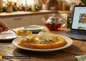 طرز تهیه کنافه با بستنی