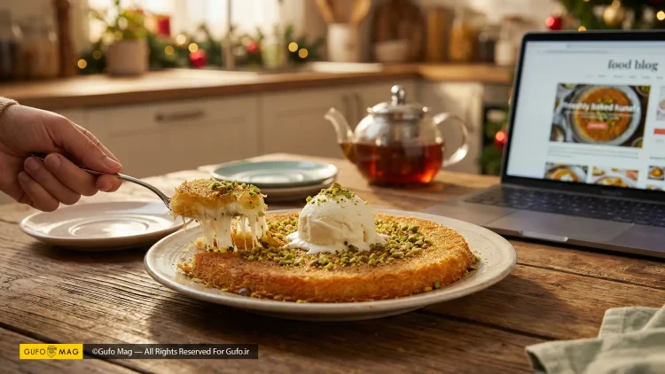 طرز تهیه کنافه با بستنی