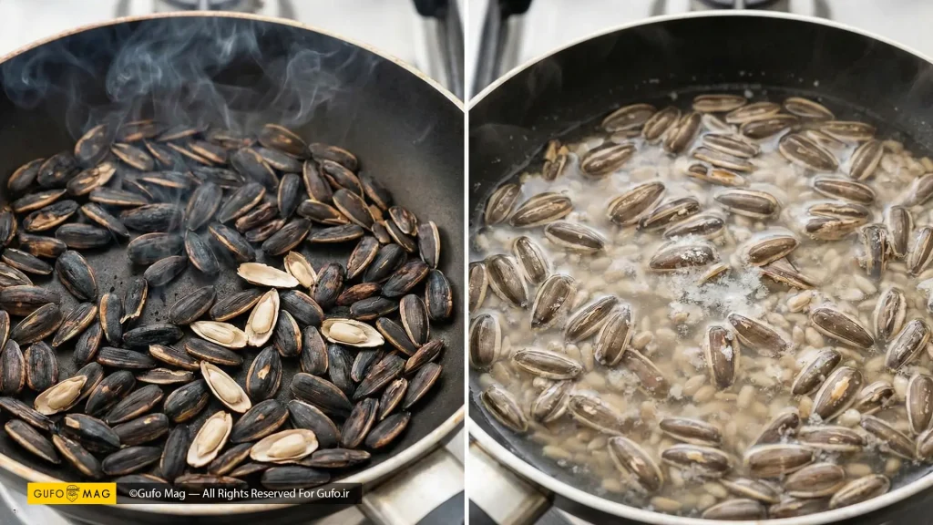 تنظیم حرارت ملایم برای جلوگیری از سوختن پوست تخمه آفتابگردان