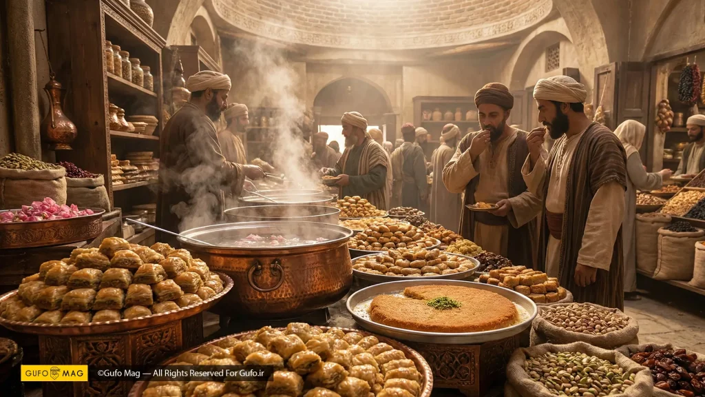 بازار تاریخی و پرهیاهوی شیرینیفروشی در خاورمیانه قدیم