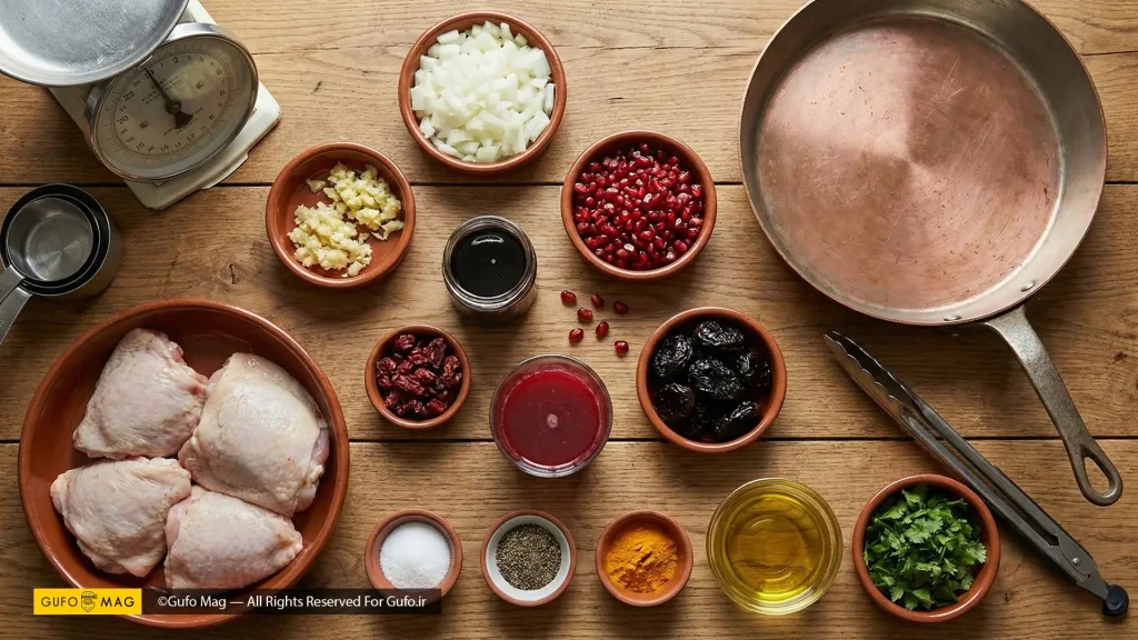 مواد لازم برای تهیه مرغ ناردونی