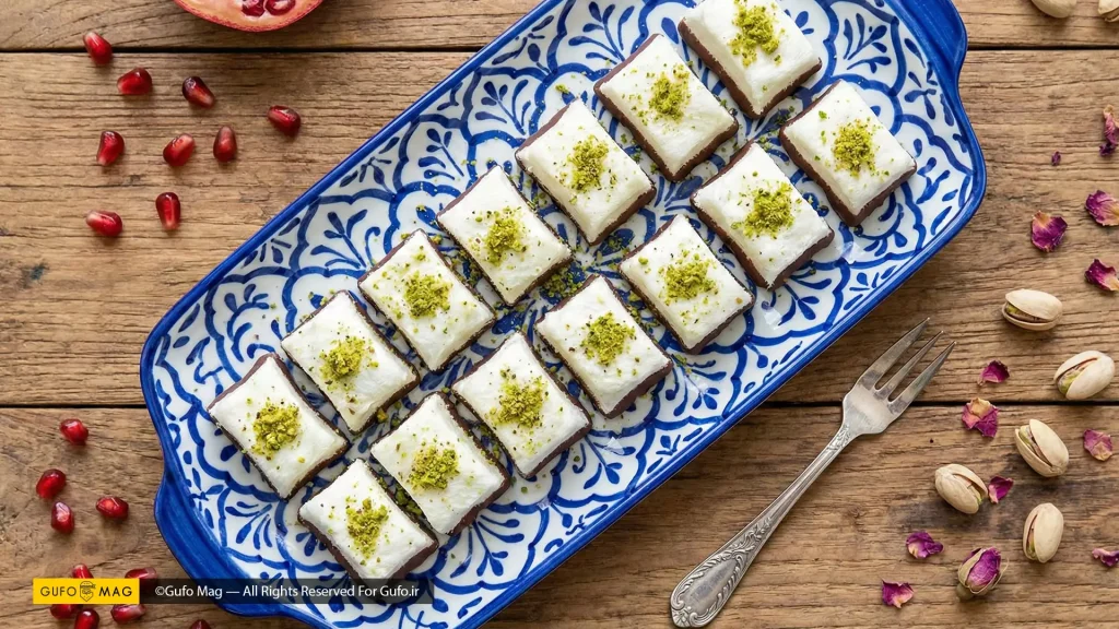 پشمک‌های لقمه‌ای مجلسی با پایه شکلاتی