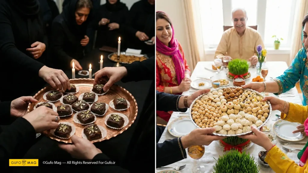 مقایسه نقش اجتماعی شیرینی در فرهنگ ایران؛ پخش حلوا و شیرینی‌های نوروز