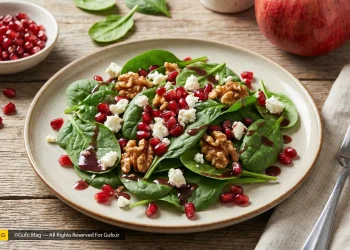 طرز تهیه سالاد اسفناج و انار با سس جادویی رب انار