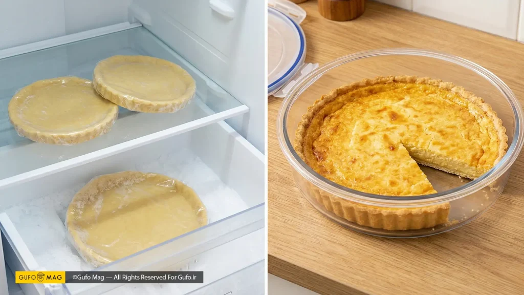 روش‌های نگهداری خمیر خام در یخچال و فریزر و تارت پخته در ظرف در‌بسته